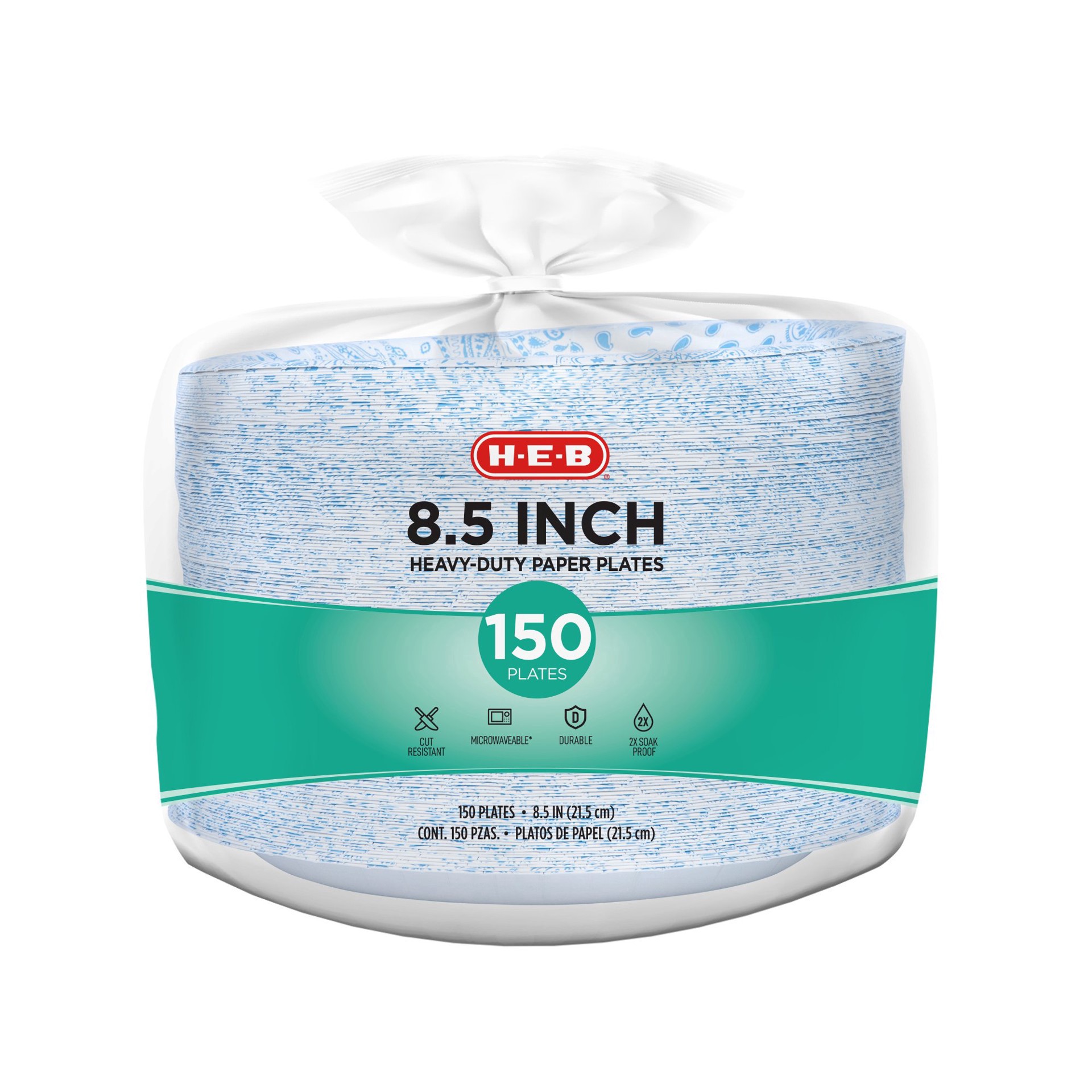 slide 1 of 1, H-E-B Heavy Duty 8.5 in Lunch Paper Plates, 150 ct