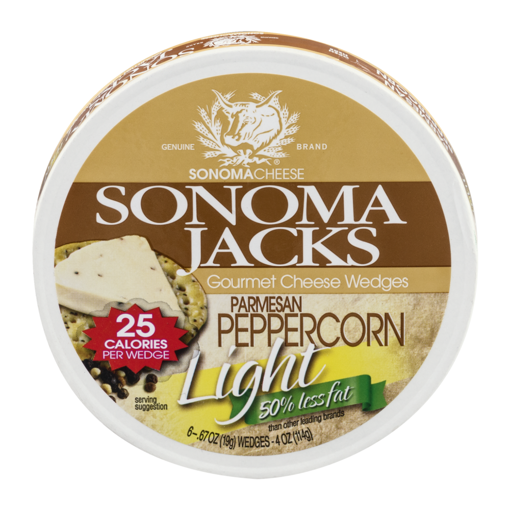 slide 1 of 1, Sonoma Jack Peppercorn Parmesan Cheese Wedge, 4 oz