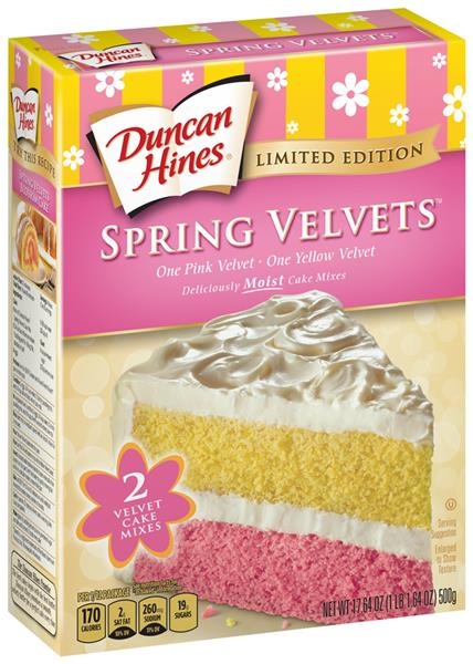 slide 1 of 1, Duncan Hines Limited Edition Spring Velvets Cake Mixes, 17.6 oz