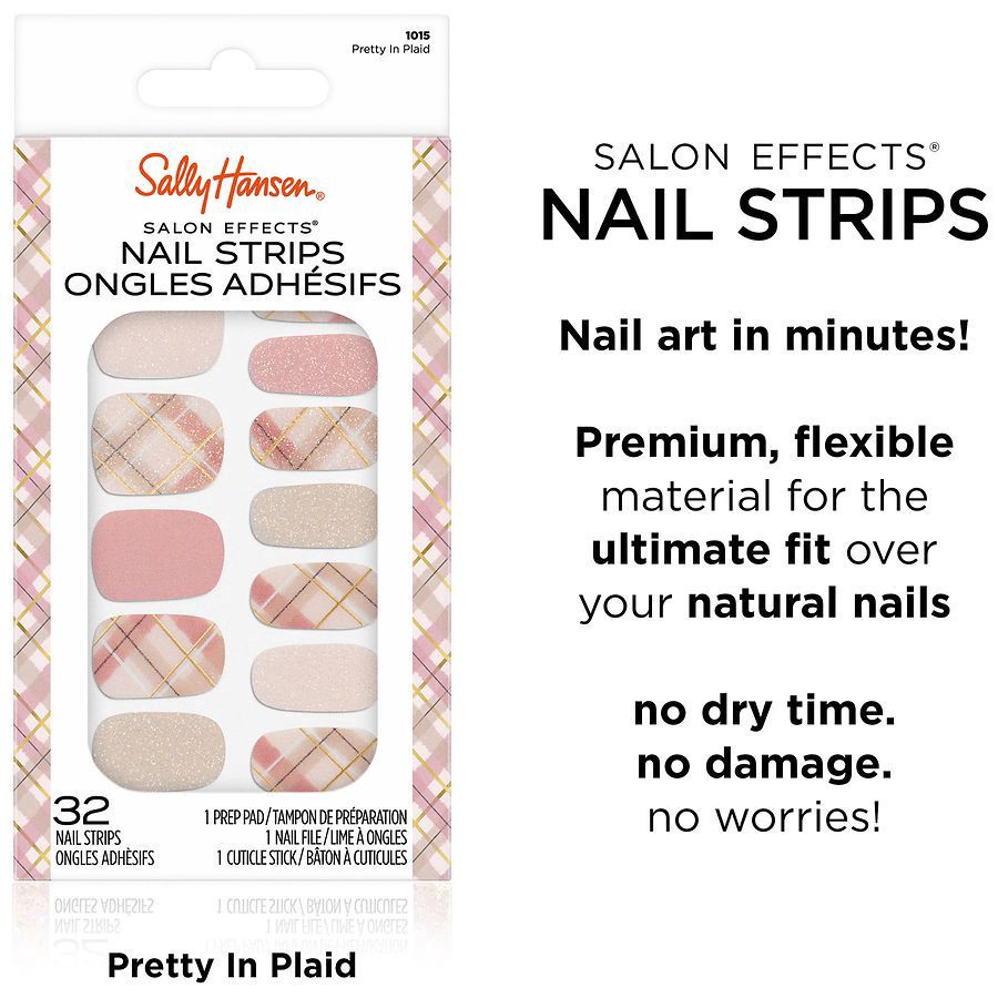 slide 2 of 5, Sally Hansen Salon Effects Nail Strips - Pretty In Plaid, 1 ct