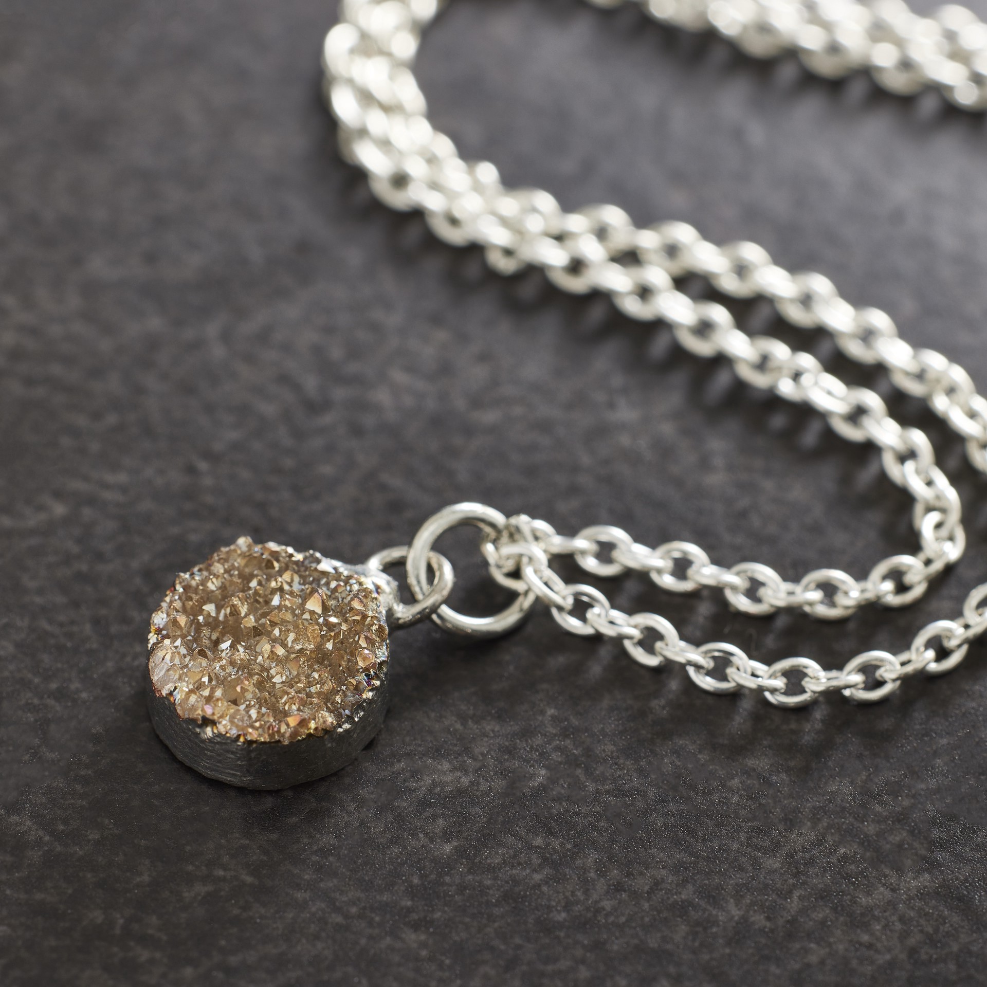 slide 3 of 3, Round Champagne Dyed Quartz Charm By Bead Landing, 10 mm charm diameter