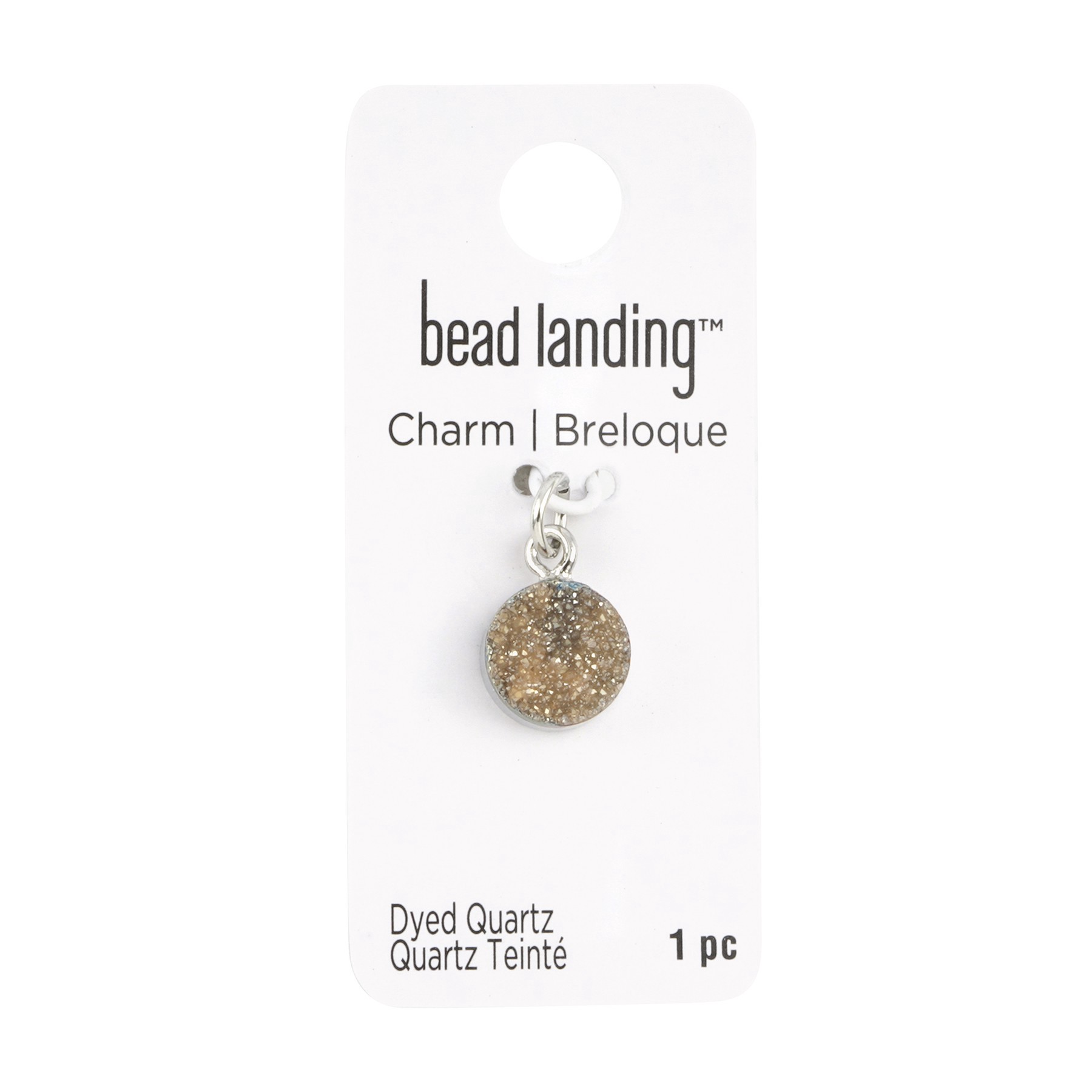 slide 2 of 3, Round Champagne Dyed Quartz Charm By Bead Landing, 10 mm charm diameter