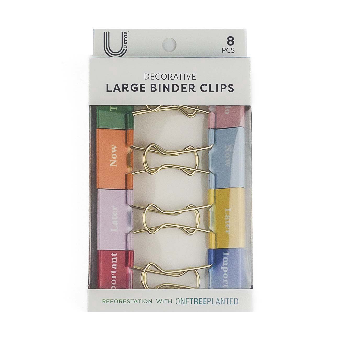 slide 1 of 1, U Style Large Decorative Binder Clips, 8 ct