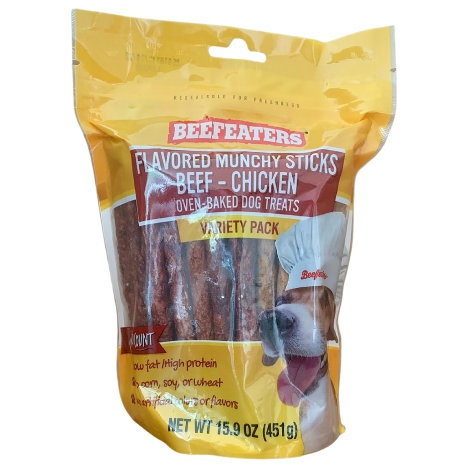 slide 1 of 1, Beefeaters Flavored Munchy Sticks Variety Pack Dog Treats, 50 ct