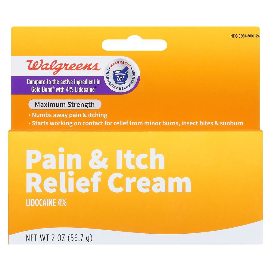 slide 4 of 5, Walgreens Pain & Itch Relief Cream with Lidocaine, 2 oz