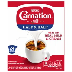 Carnation Half & Half Liquid Creamer Singles - 0.3 fl oz, Box of 24 Single Creamers