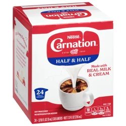 Carnation Half & Half Liquid Creamer Singles - 0.3 fl oz, Box of 24 Single Creamers