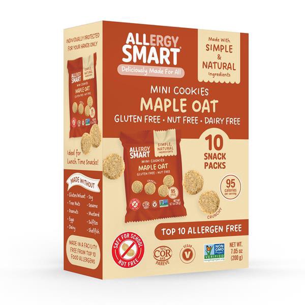 slide 1 of 1, Allergy Smart Maple Oat Mini Cookies, 10 Snack Packs, 7.05 oz