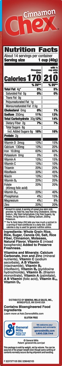 slide 4 of 12, Chex Family Size Gluten Free Cinnamon Cereal 19.6 oz, 19.6 oz