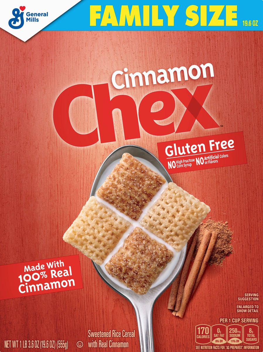 slide 3 of 12, Chex Family Size Gluten Free Cinnamon Cereal 19.6 oz, 19.6 oz