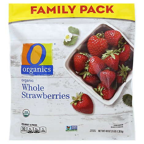 slide 1 of 1, O Organics Organic Strawberries Whole Family Pack, 48 oz