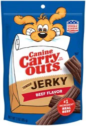 Canine Carry Outs Tender Jerky Dog Treats, Beef Flavor Dog Chews, 3 oz