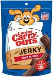 Canine Carry Outs Tender Jerky Dog Treats, Beef Flavor Dog Chews, 3 oz