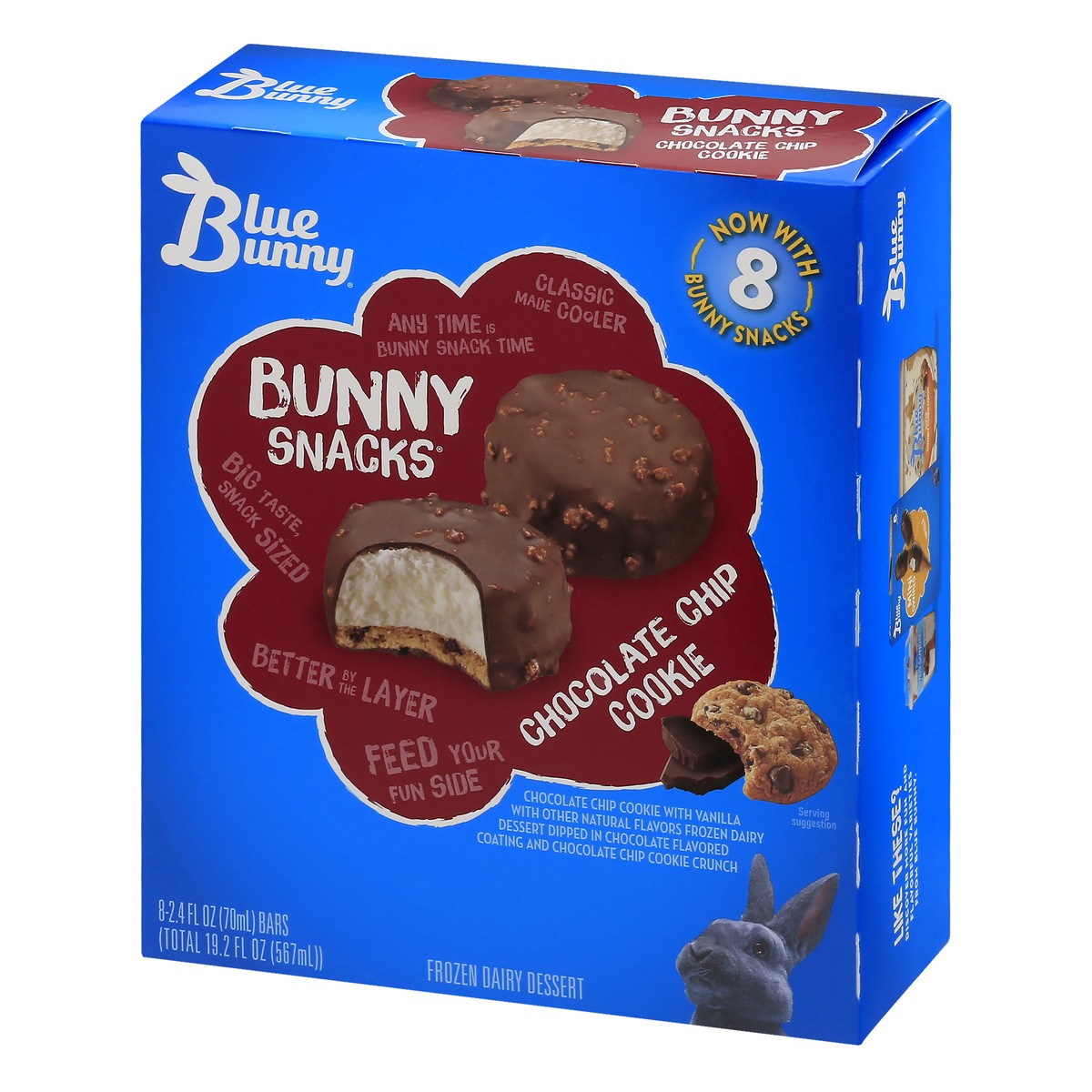 slide 2 of 13, Blue Bunny Choc Chip Cooki Bunny Snacks Bar 8Pk, 19.2 fl oz