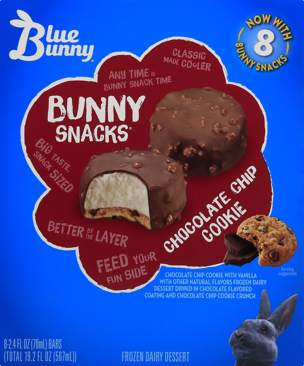 slide 12 of 13, Blue Bunny Choc Chip Cooki Bunny Snacks Bar 8Pk, 19.2 fl oz