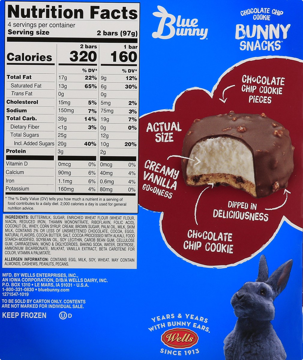 slide 13 of 13, Blue Bunny Choc Chip Cooki Bunny Snacks Bar 8Pk, 19.2 fl oz