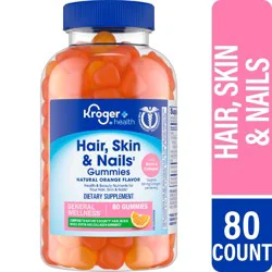 Kroger Hair Skin & Nails Plus Biotin & Collagen Orange Flavored Gummies
