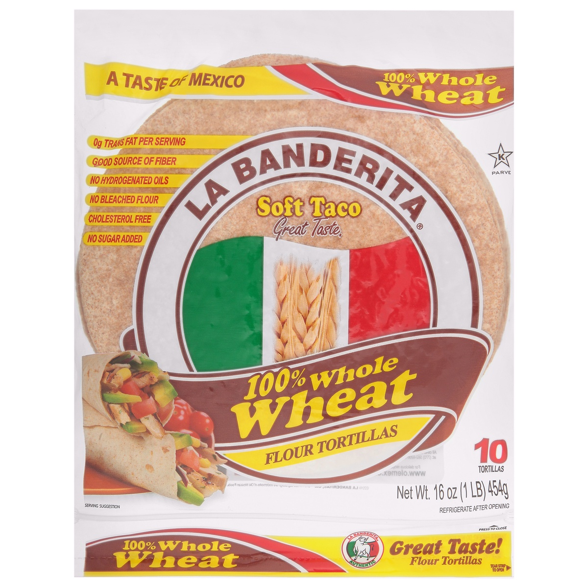 slide 1 of 1, La Banderita 100 Whole Wheat Flour Tortillas, 8 ct; 12.7 oz