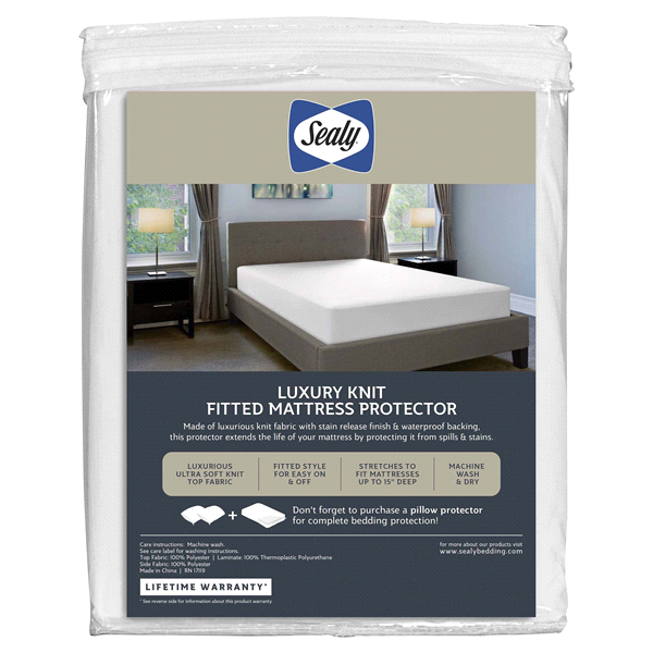 slide 5 of 5, Sealy Luxury Knit Fitted Mattress Protector, Queen, queen size