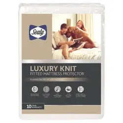 Sealy Luxury Knit Fitted Mattress Protector, Queen