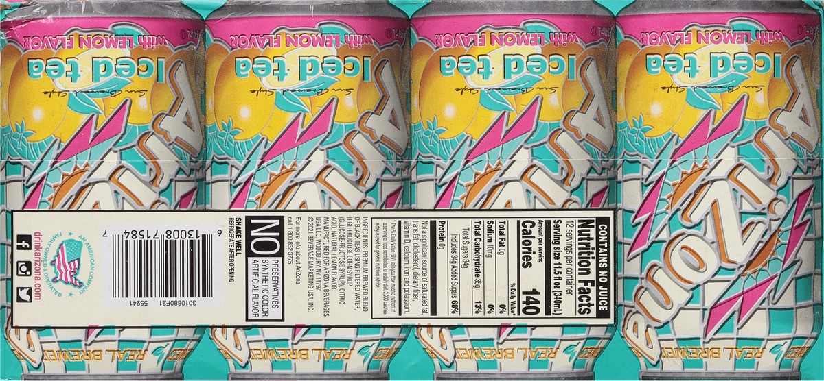 slide 4 of 9, AriZona Iced Tea with Lemon Flavor - 12 ct; 11.5 fl oz, 12 ct; 11.5 fl oz