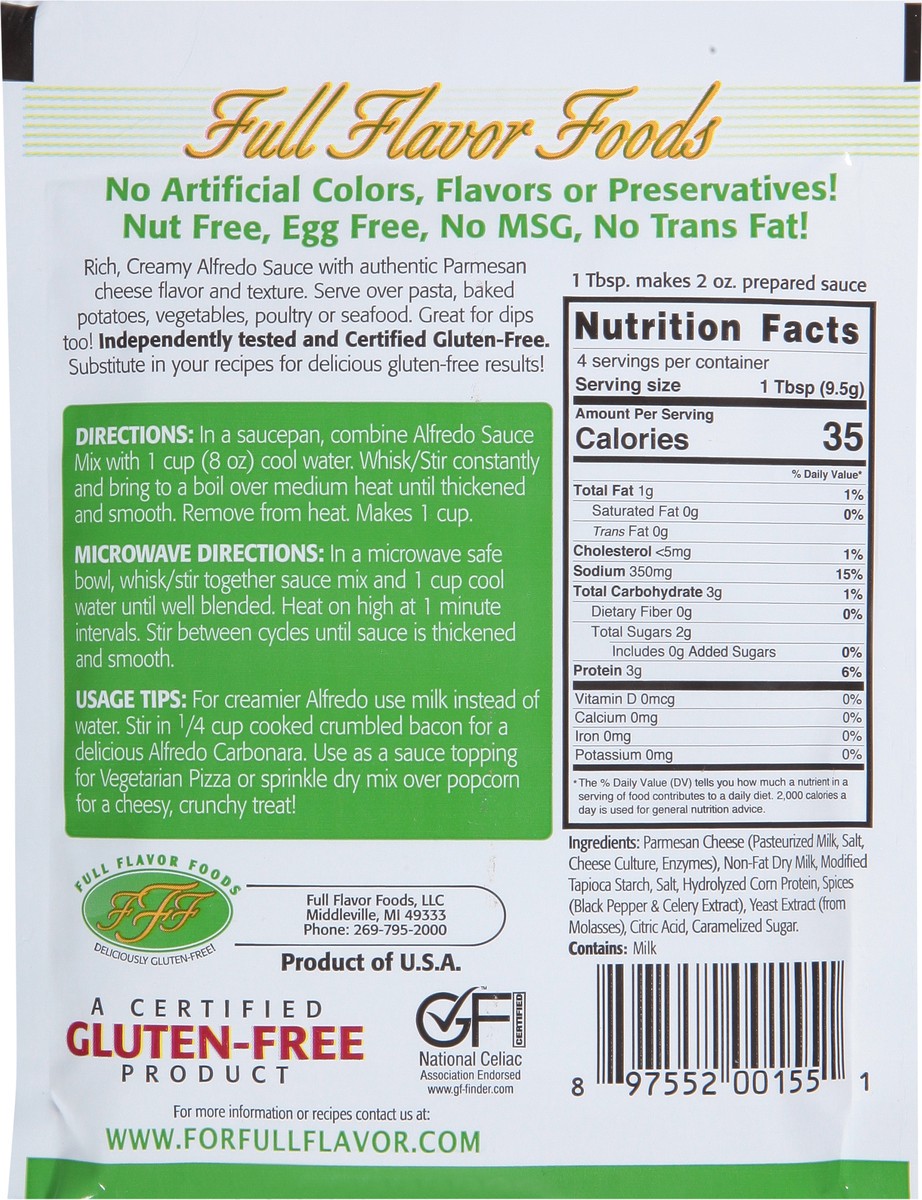 slide 8 of 9, Full Flavor Foods Gluten-Free Alfredo Sauce Mix 1.34 oz, 1.34 oz