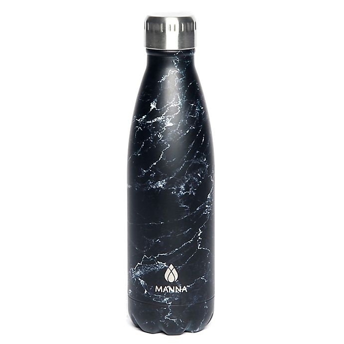 slide 1 of 1, Manna Organics Vogue Stainless Steel Double Wall Water Bottle - Black Marble, 17 oz