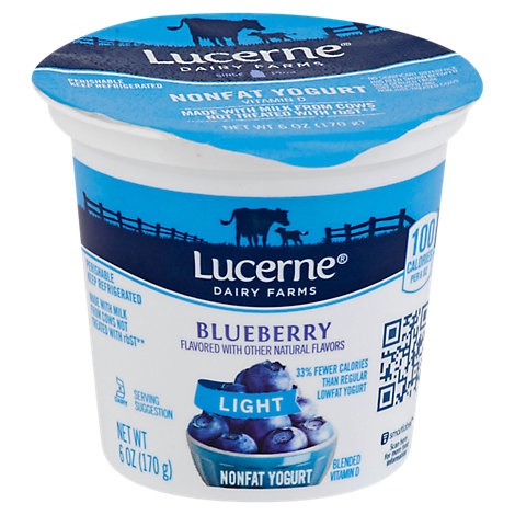 slide 1 of 1, Lucerne Yogurt Nonfat Light Blueberry Flavored, 6 oz