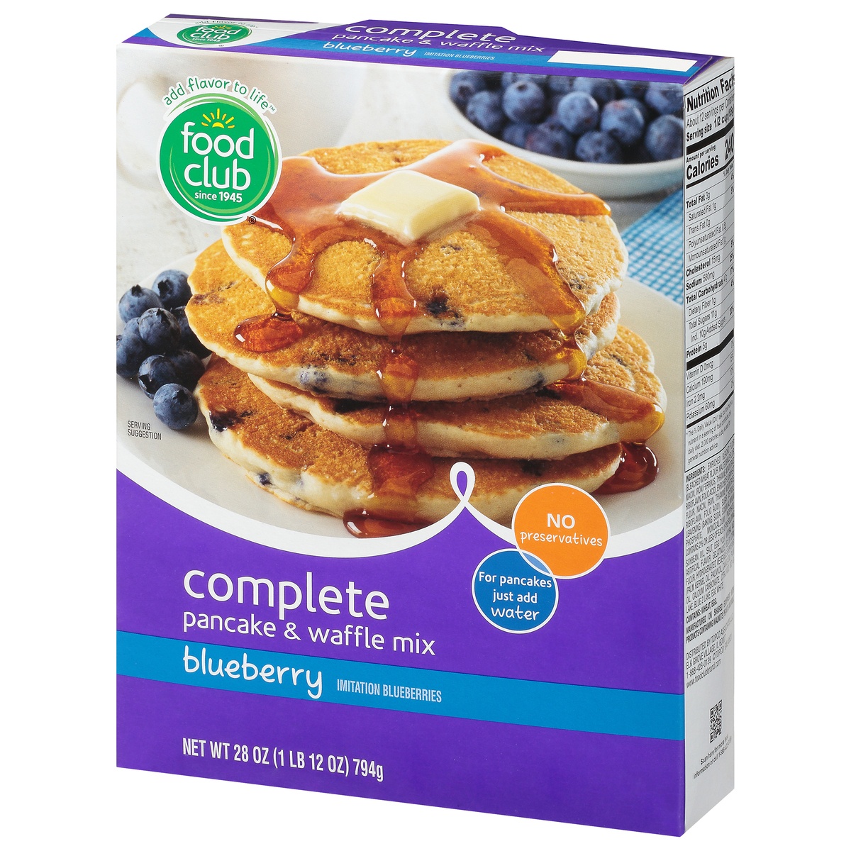 slide 3 of 11, Food Club Blueberry Complete Pancake & Waffle Mix, 28 oz