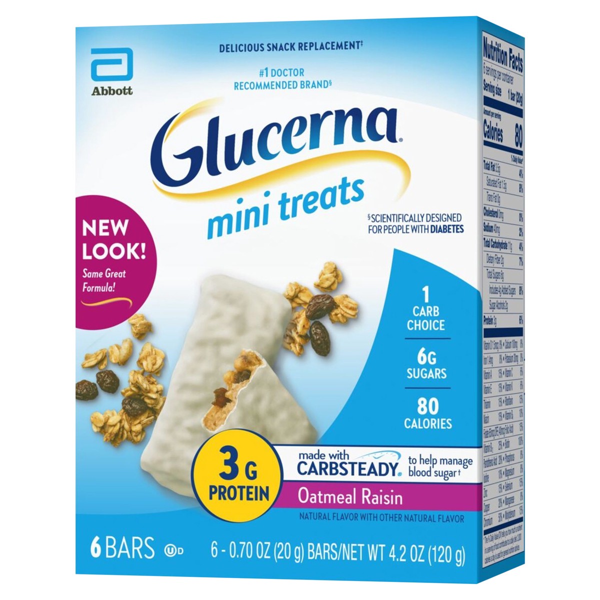 slide 2 of 4, Glucerna Mini Treats Oatmeal Raisin Bars 6 - 0.70 oz Bars, 6 ct