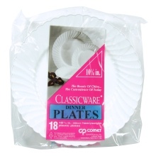 slide 1 of 1, Classicware 10.25 Inch White Plastic Plates, 18 ct