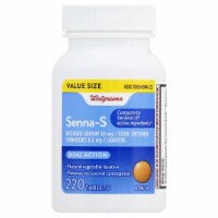 slide 1 of 1, Walgreens Senna-S Dual Action Stool Softener & Laxative Tablets, 220 ct