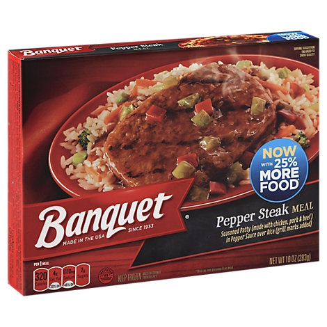 slide 1 of 1, Banquet Meal Pepper Steak, 10 oz