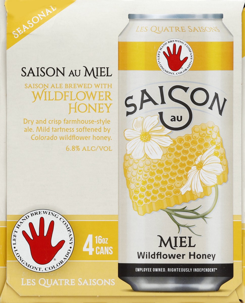 slide 3 of 6, Left Hand Brewing Co. Beer, Ale, Saison au Miel, Wildflower Honey, 4 ct