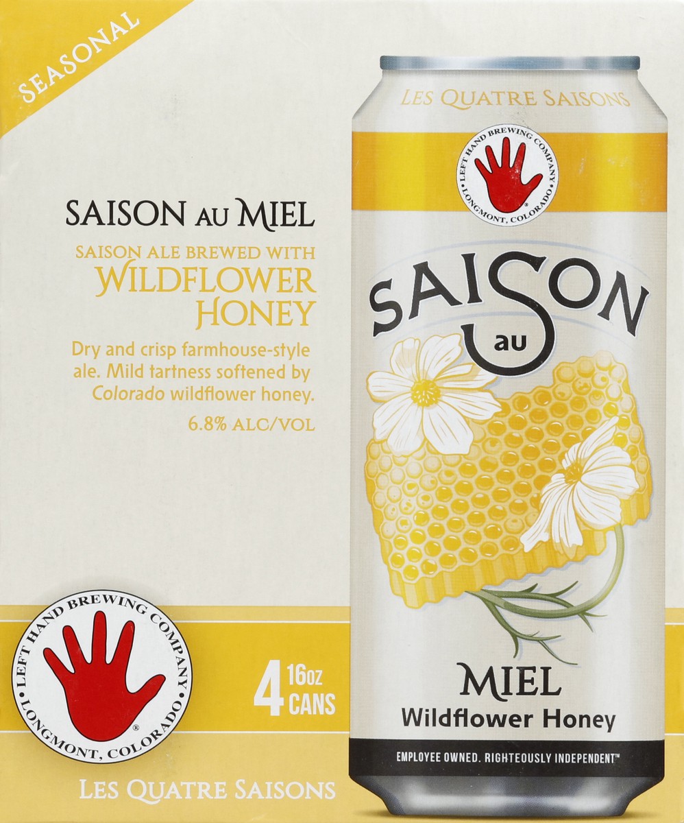 slide 5 of 6, Left Hand Brewing Co. Beer, Ale, Saison au Miel, Wildflower Honey, 4 ct