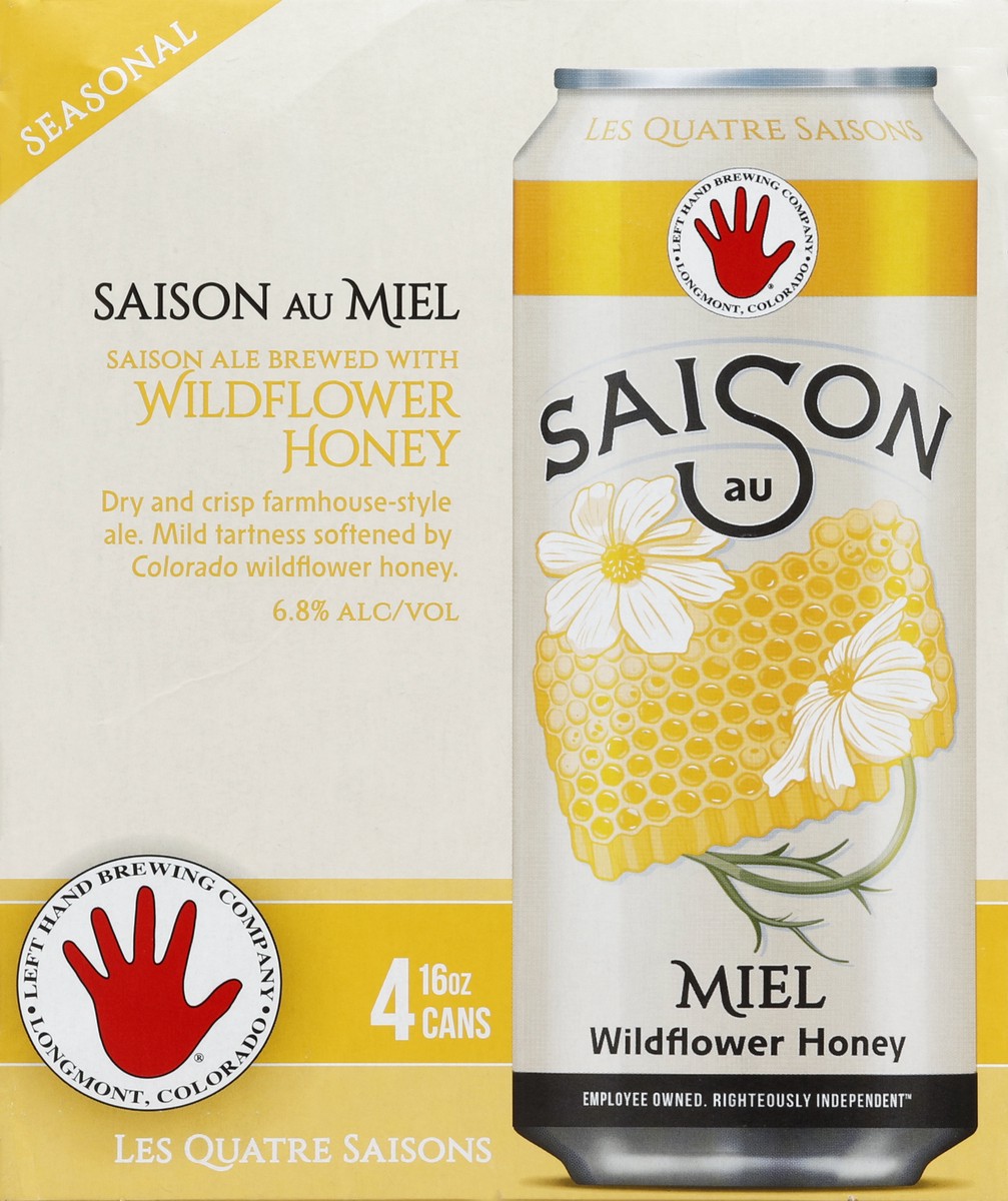 slide 6 of 6, Left Hand Brewing Co. Beer, Ale, Saison au Miel, Wildflower Honey, 4 ct