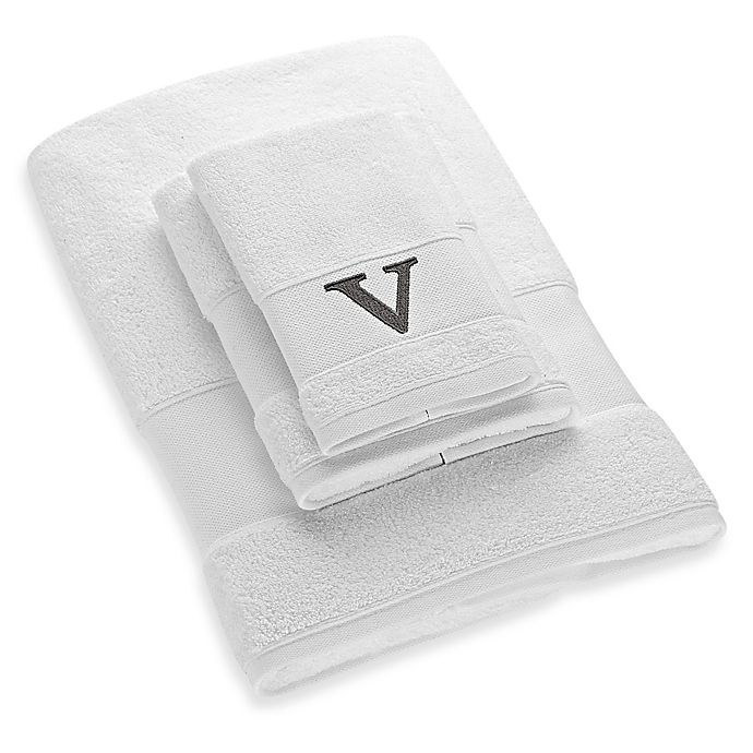 slide 1 of 1, Avanti Silver Block Letter Monogram Letter V'' Turkish Cotton Cuff Bath Towel - White'', 1 ct