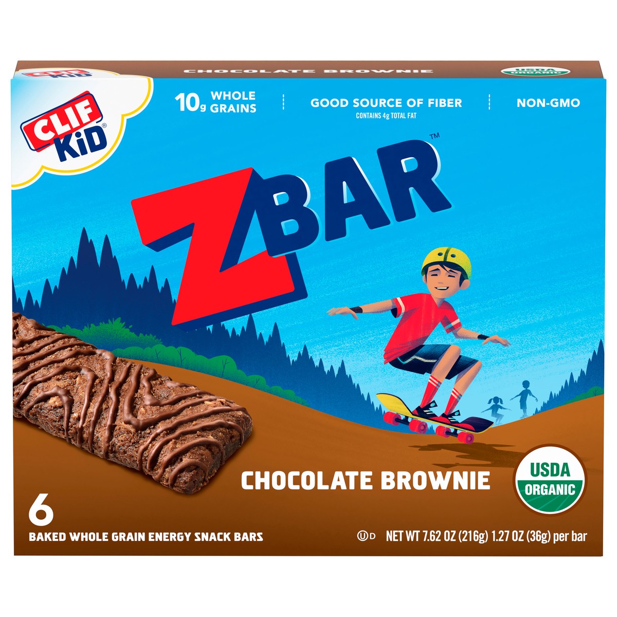 slide 1 of 7, CLIF Kid ZBAR Organic Chocolate Brownie Snack Bars - 6ct, 7.62 oz