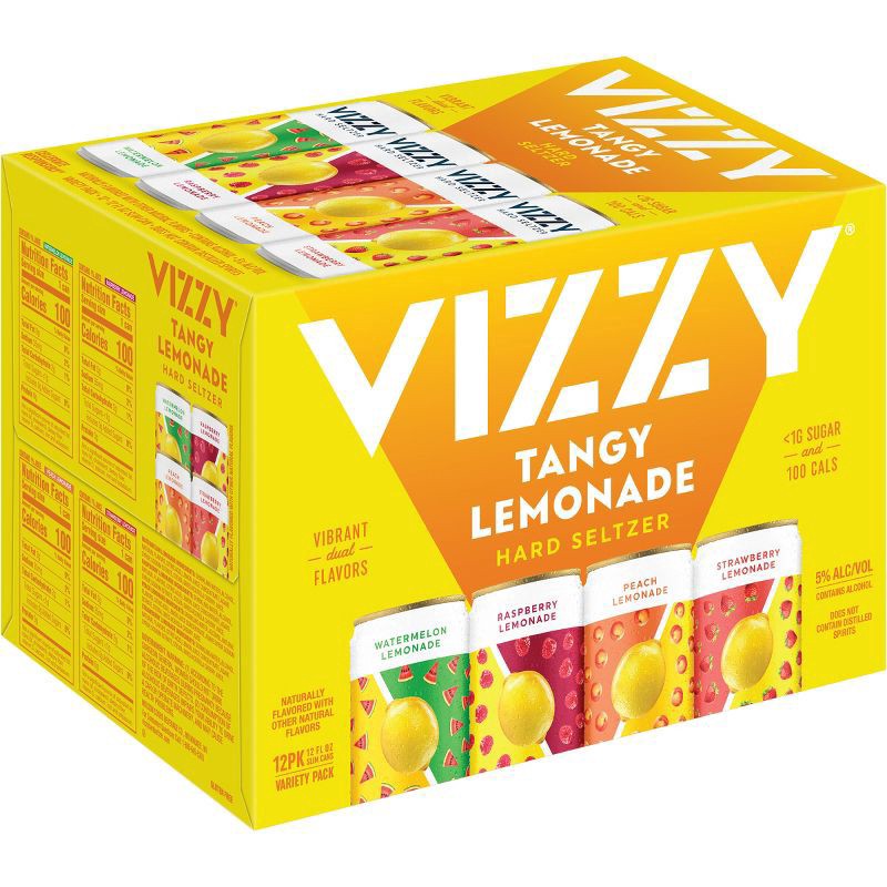 slide 4 of 8, Vizzy Hard Lemonade Seltzer Variety Pack, 5% ABV, 12-pack, 12-oz. slim cans, 288 oz