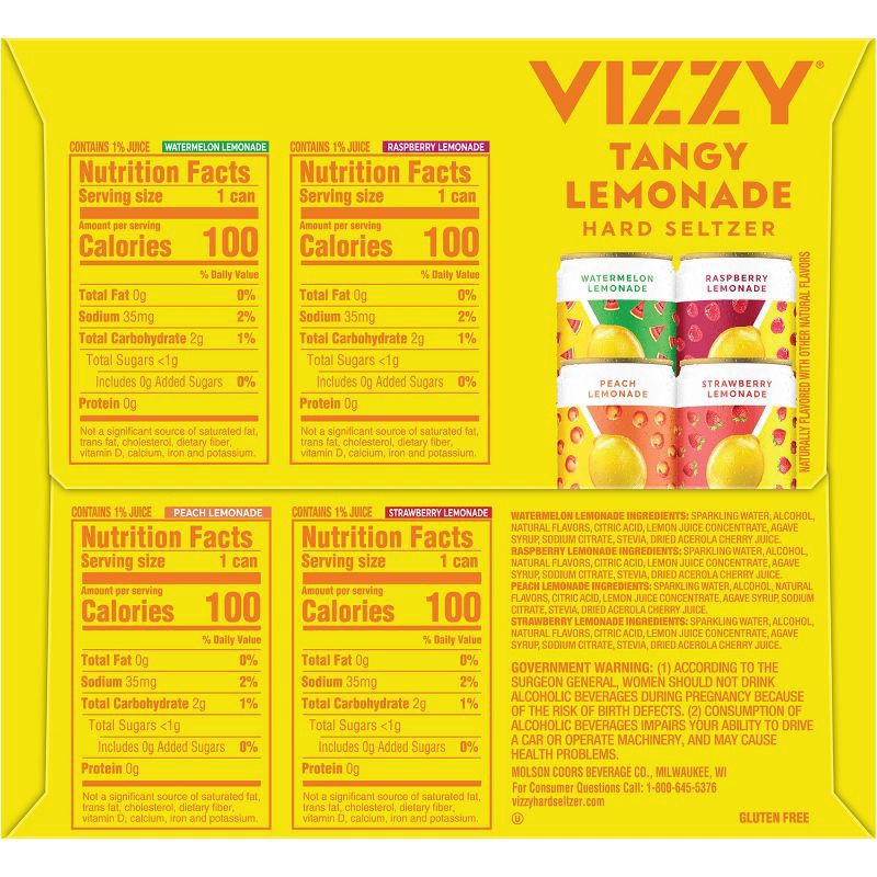 slide 7 of 8, Vizzy Hard Lemonade Seltzer Variety Pack, 5% ABV, 12-pack, 12-oz. slim cans, 288 oz