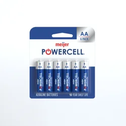 Meijer Powercell Alkaline Battery Aa, 6pk