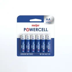 Meijer Powercell Alkaline Battery Aa, 6pk