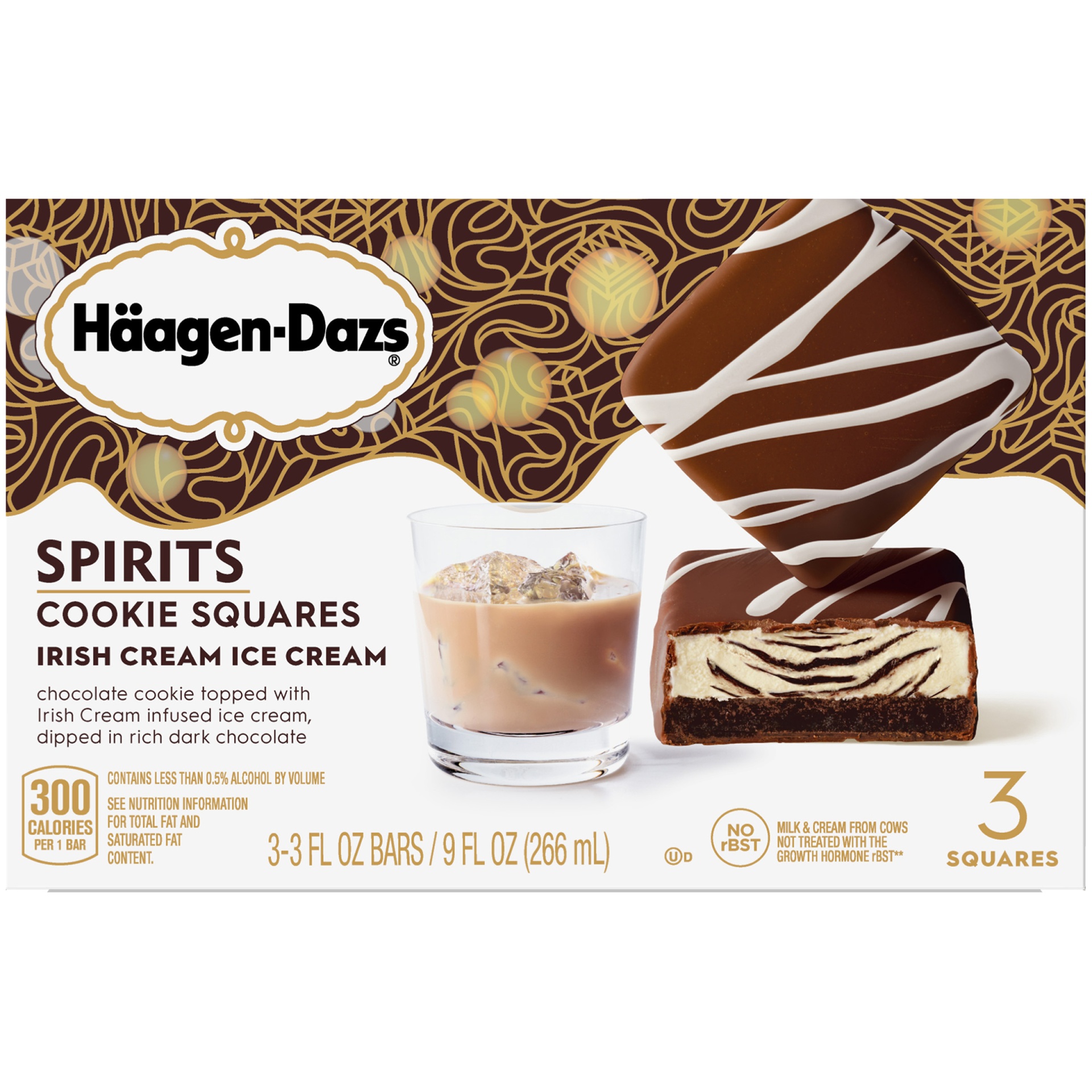 slide 4 of 6, Häagen-Dazs Spirits Irish Cream Ice Cream Cookie Squares 3 Count, 9 fl oz