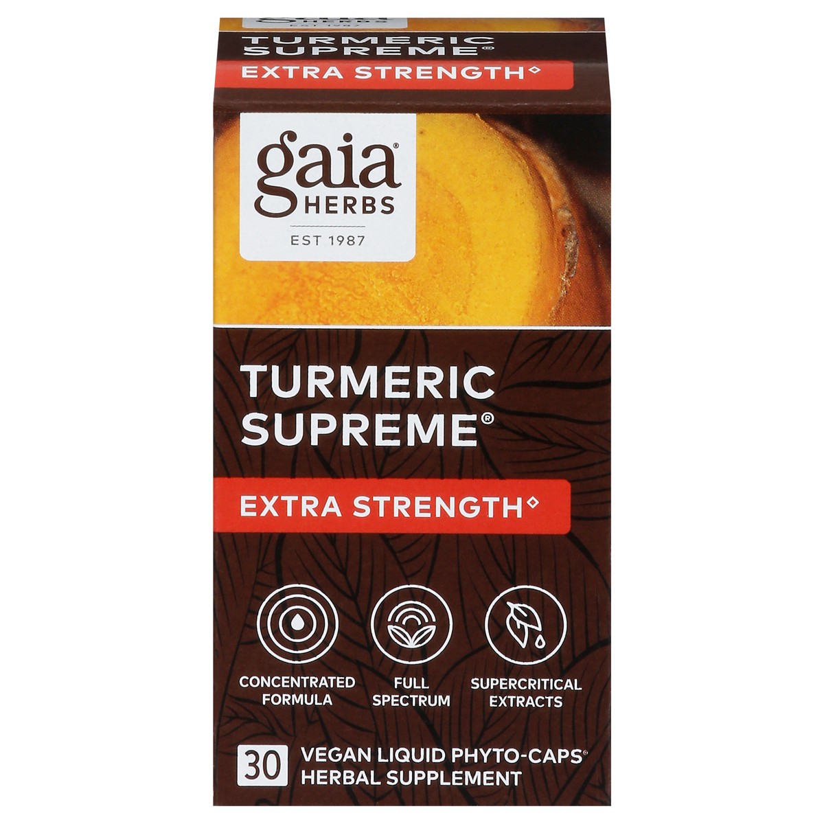 slide 1 of 9, Gaia Herbs Turmeric Supreme Extra Strength Vegan Liquid Phyto-Caps 30 ea, 60 ct
