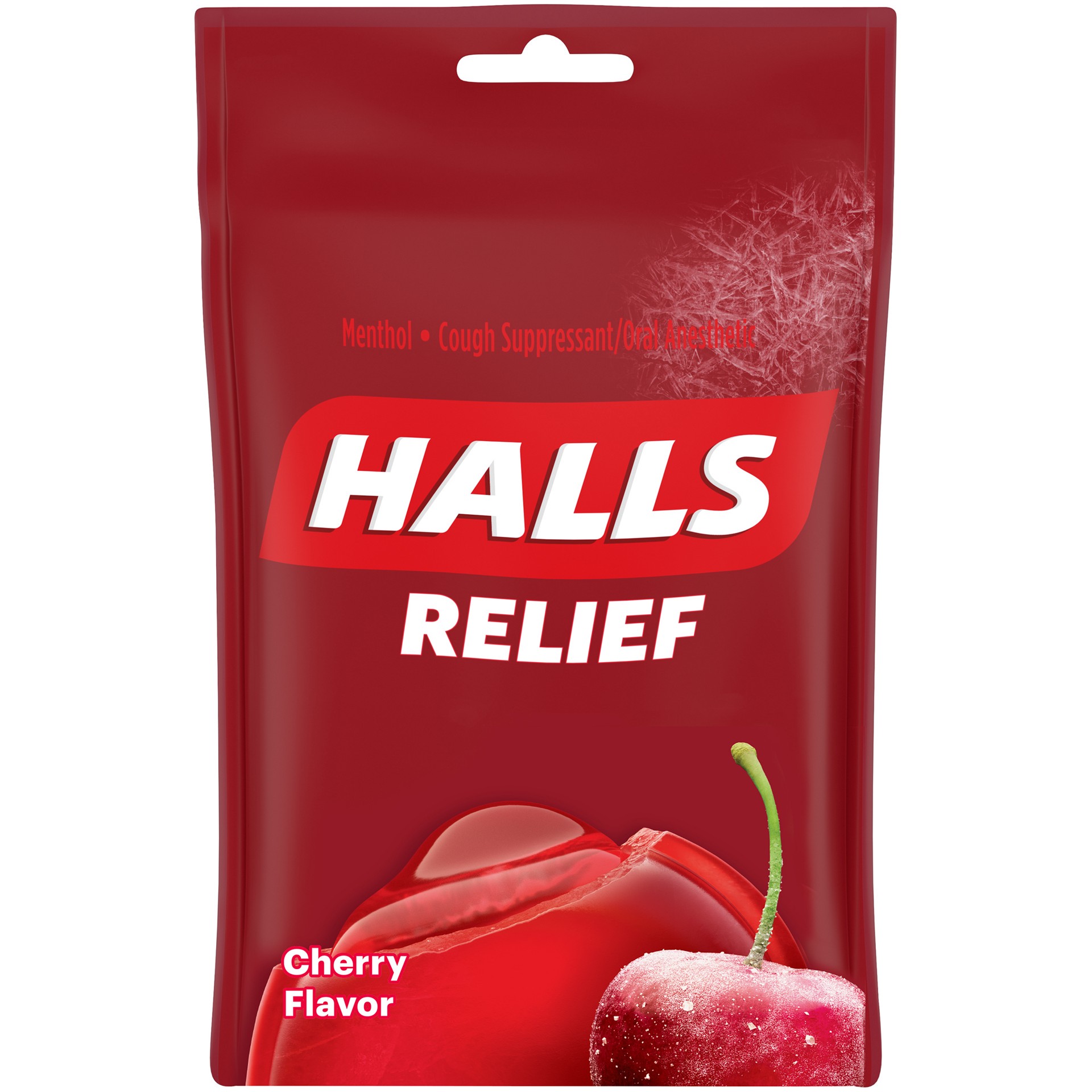 slide 1 of 4, HALLS Relief Syrup Center Cherry Flavor Cough Drops, 1 Bag (25 Total Drops), 3.17 oz