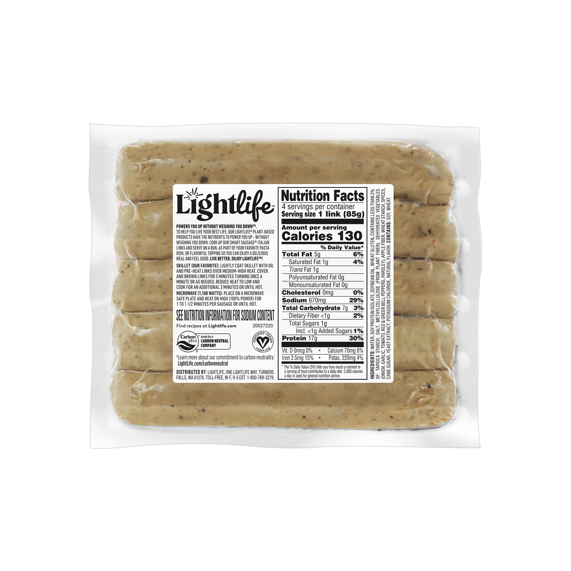 slide 5 of 5, Lightlife Smart Sausages Plant-Based Vegan Italian Sausage, 12 oz