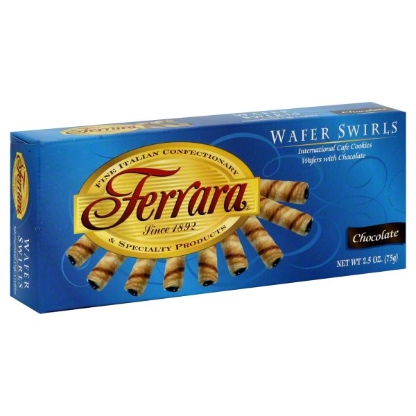 slide 1 of 1, Ferrara Wafer Swirls, Chocolate, 2.5 oz