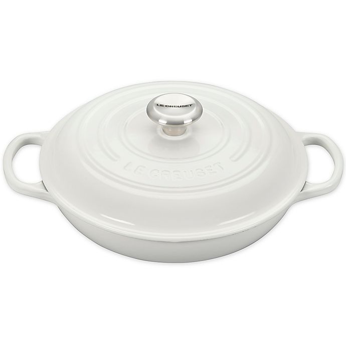 slide 1 of 1, Le Creuset Signature Covered Braiser - White, 2.25 qt