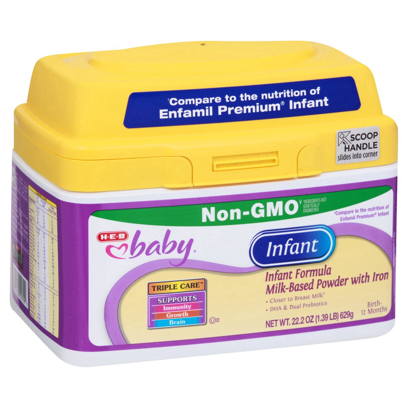 slide 1 of 1, H-E-B Baby Infant Milk-Based Powder Formula (0-12 Months), 22.2 oz