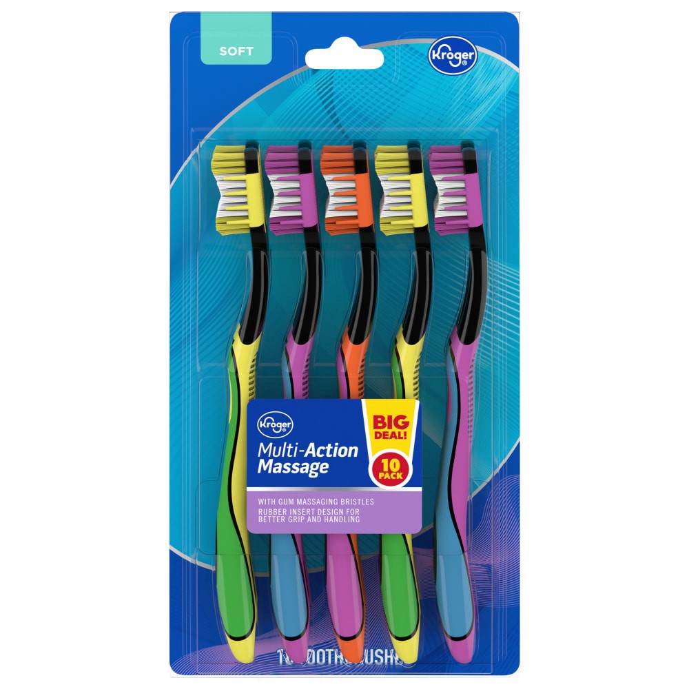 slide 4 of 4, Kroger Multi-Action Massage Soft Toothbrushes, 10 ct
